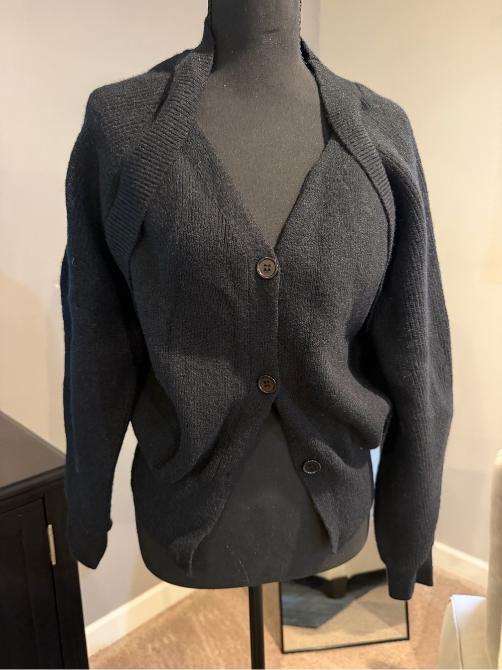 Commense Black V-Neck Button Front Cardigan